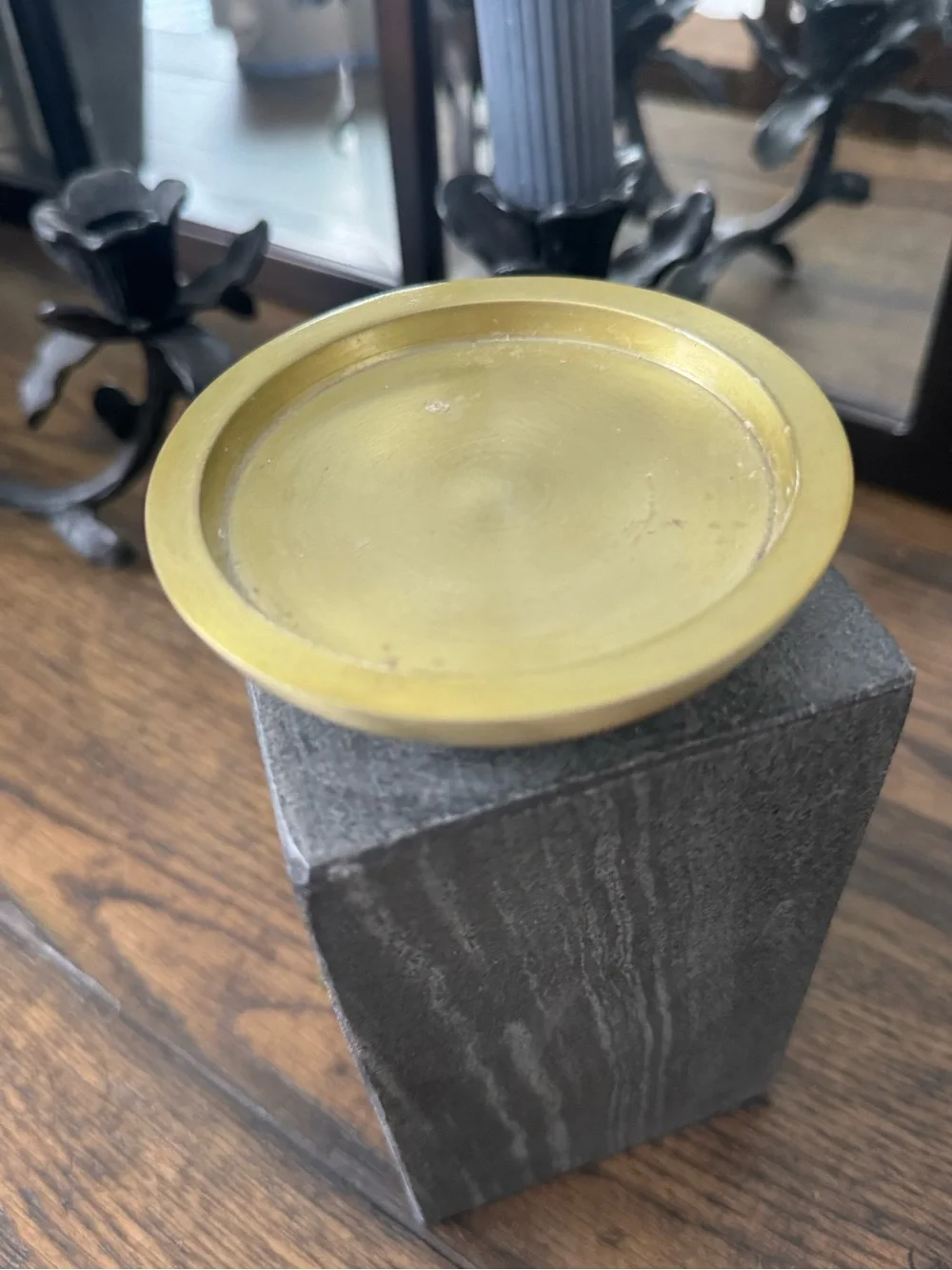 Crate &Barrel ~ 1/ Sain Marble Pillar Candle Holder 7”